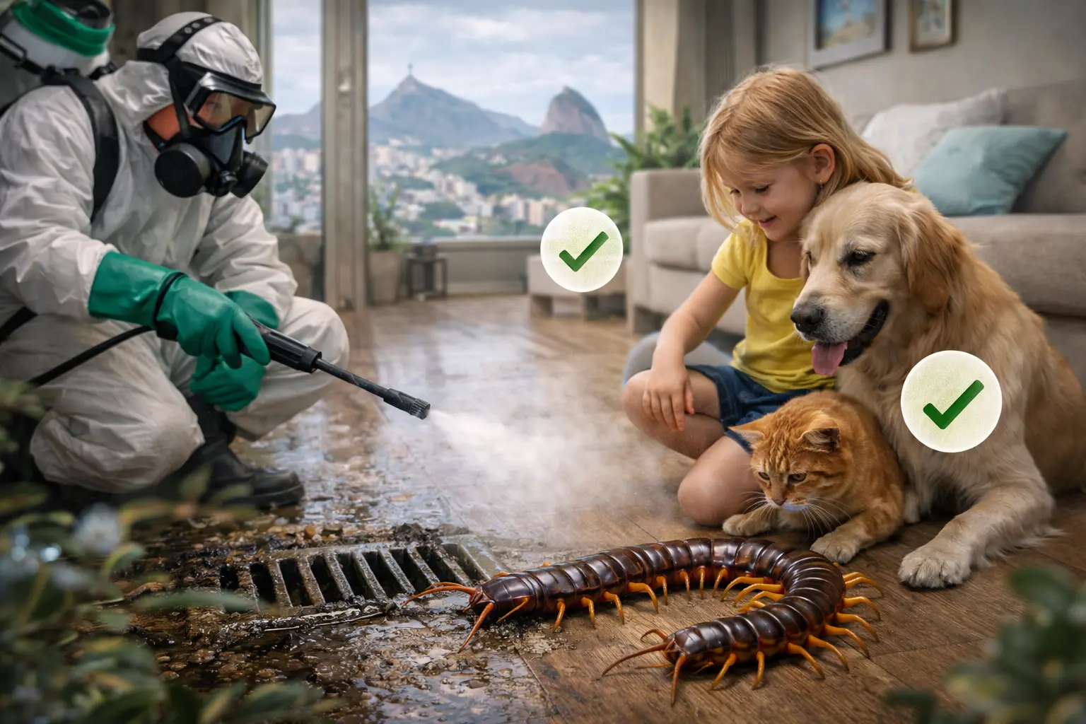 Dedetização de lacraias no Rio de Janeiro é segura para crianças e pets?