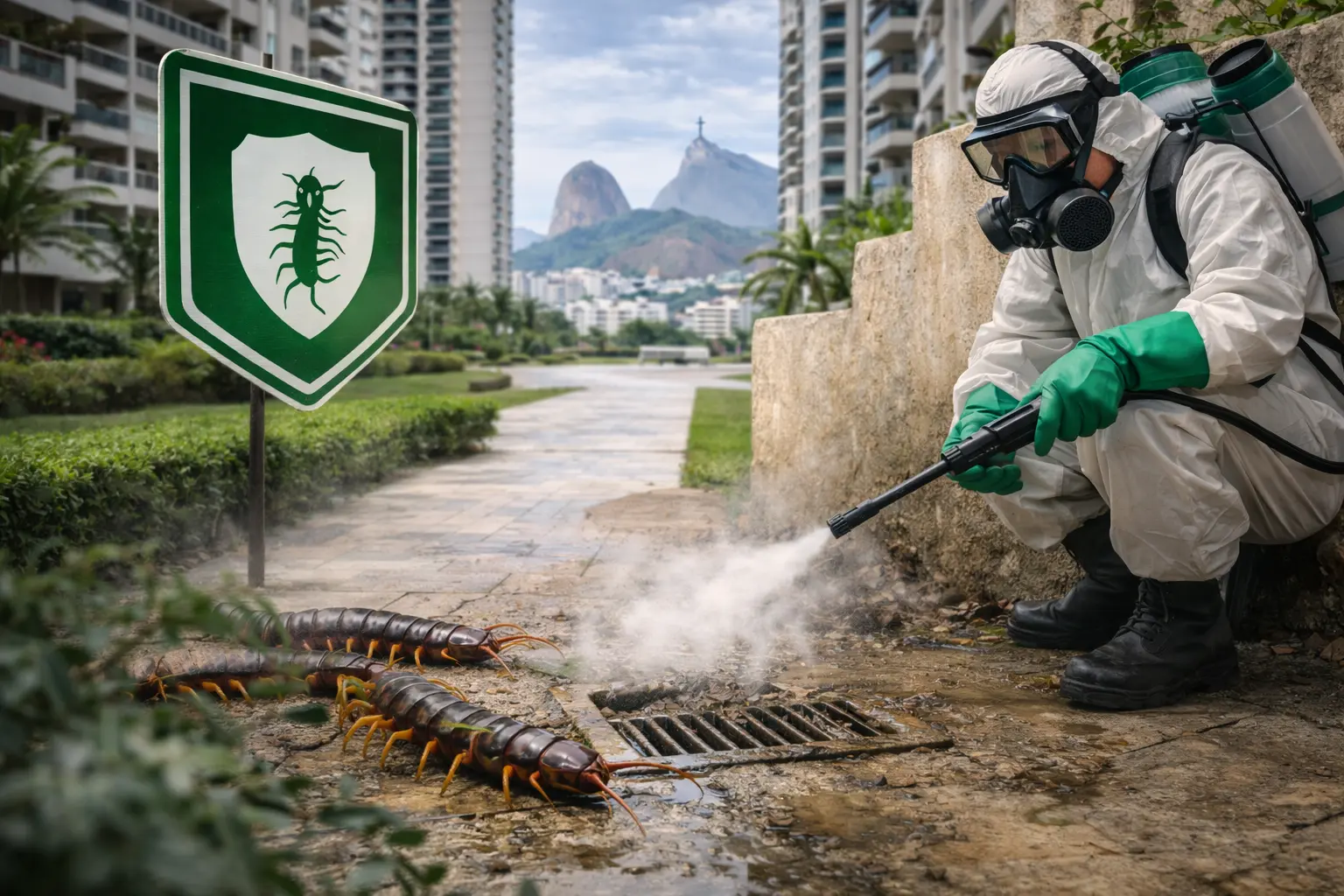 Dedetização preventiva contra lacraias em condomínios do Rio de Janeiro