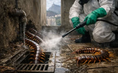 Lacraias em ralos e áreas úmidas: como a dedetização profissional atua no RJ